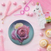 Meerkleurig Roos Papieren Bordje (Feest)