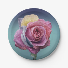 Meerkleurig Roos Papieren Bordje