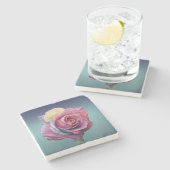Meerkleurig Roos Stenen Onderzetter (Zijkant)