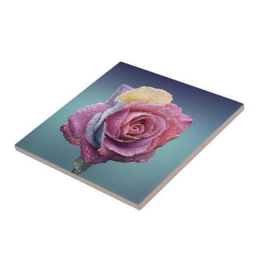 Meerkleurig Roos Tegeltje (Zijkant)