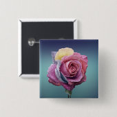 Meerkleurig Roos Vierkante Button 5,1 Cm (Voorkant /achterkant)