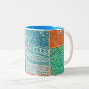MEERKLEURIG/ROZE,BLAUW,GROEN,ORANJE/TEXTUUR UITZIE TWEEKLEURIGE KOFFIEMOK