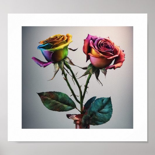 Meerkleurig Rozen Poster (Voorkant)