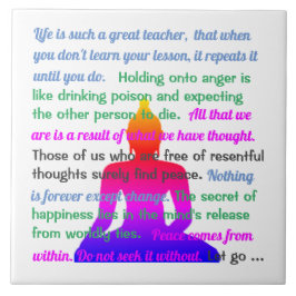 Meerkleurig silhouet van Boeddha met gezegden Tegeltje