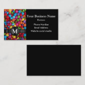 Meerkleurig snoep of zoet patroon, monogrammen visitekaartje (Voorkant / Achterkant)