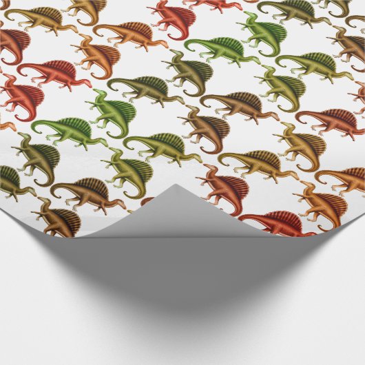 Meerkleurig spinosaurus Dinosaur-omslagpapier Cadeaupapier (Hoek)