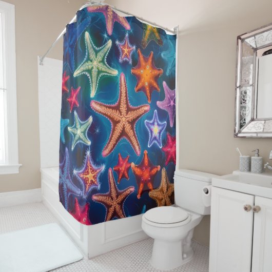 Meerkleurig Star Fish-ontwerp Douchegordijn (In situ)