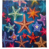 Meerkleurig Star Fish-ontwerp Douchegordijn (Voorkant)