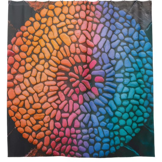 Meerkleurig Stenen Dopontwerp Douchegordijn (Voorkant)