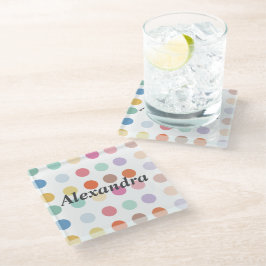 Meerkleurig Stippen patroon Glazen Onderzetter