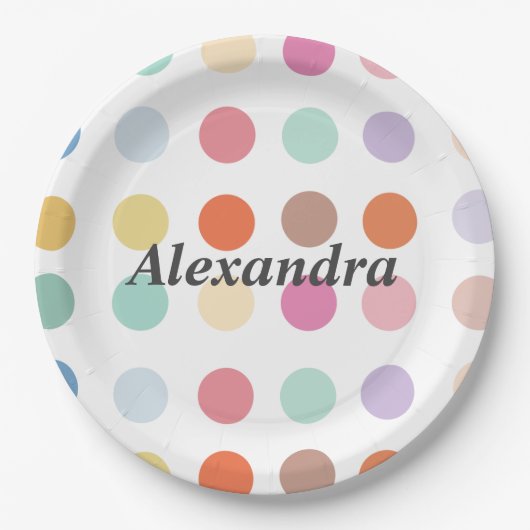 Meerkleurig Stippen patroon Papieren Bordje (Voorkant)