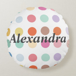 Meerkleurig Stippen patroon Rond Kussen