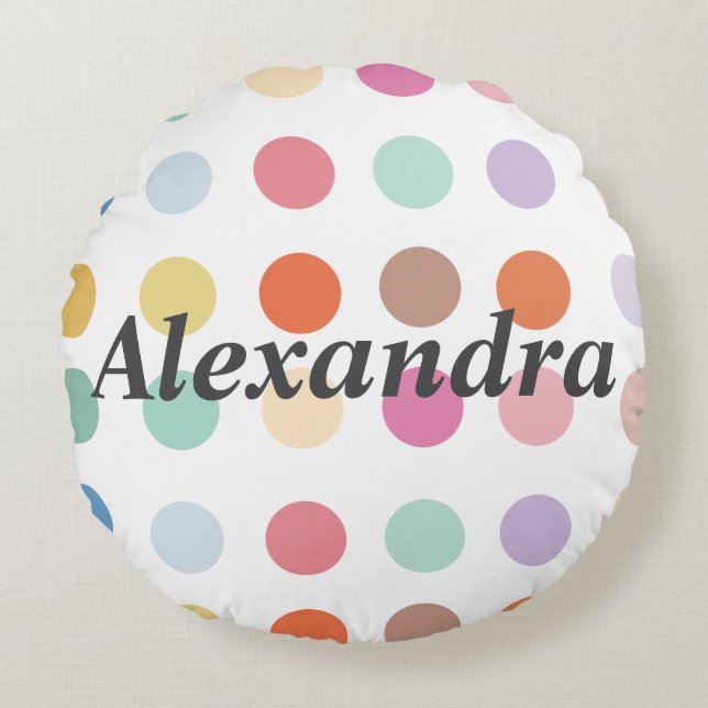 Meerkleurig Stippen patroon Rond Kussen (Voorkant)