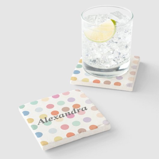 Meerkleurig Stippen patroon Stenen Onderzetter (Zijkant)