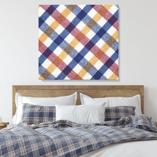 Meerkleurig Tartanpatroon Canvas Afdruk (Insitu (Slaapkamer))