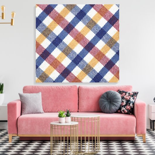 Meerkleurig Tartanpatroon Canvas Afdruk (Insitu (Woonkamer))