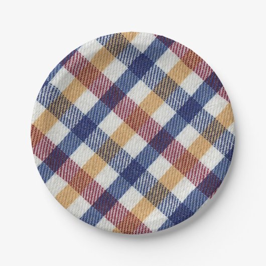 Meerkleurig Tartanpatroon Papieren Bordje (Voorkant)