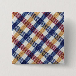Meerkleurig Tartanpatroon Vierkante Button 5,1 Cm