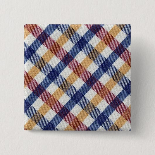 Meerkleurig Tartanpatroon Vierkante Button 5,1 Cm (Voorkant)