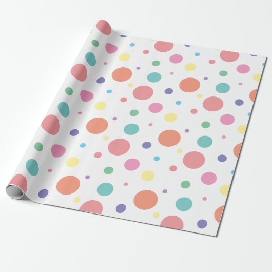 Meerkleurig verstrooid polka dot wrapping papier (Uitgerold)