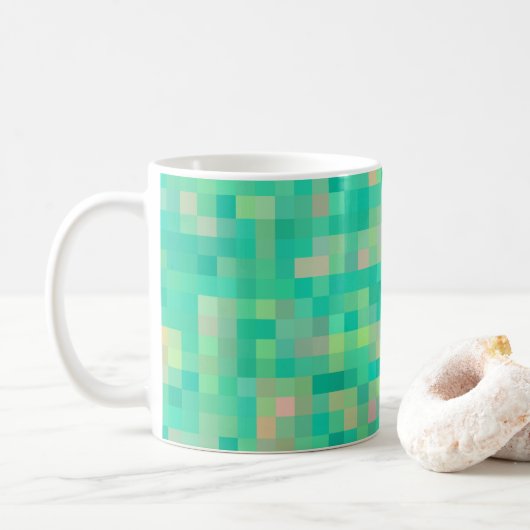 Meerkleurig vierkant patroon koffiemok (Met donut)
