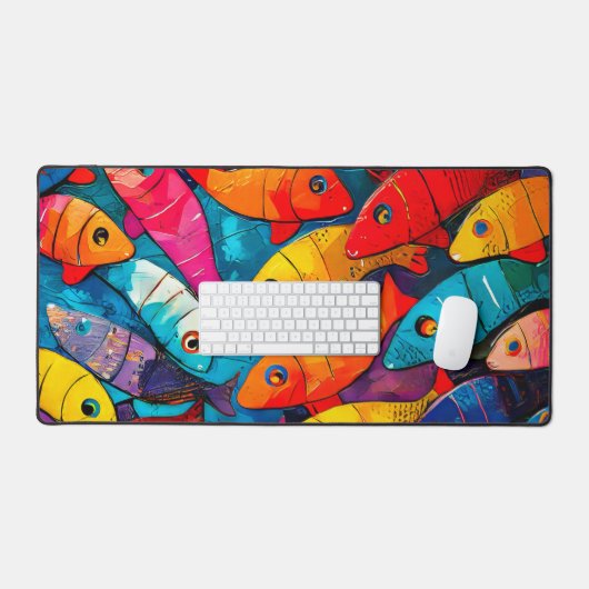 Meerkleurig vispatroon bureaumat (Keyboard & Muis)