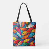 Meerkleurig vispatroon tote bag (Achterkant)