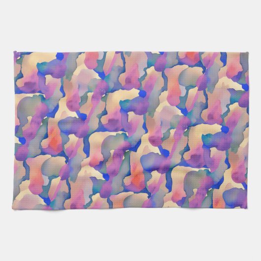 Meerkleurig Waterverf Patroon - Keukenhanddoek (Horizontaal)