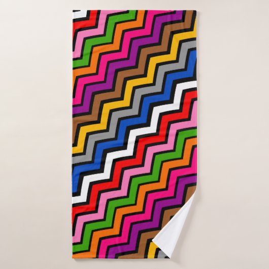 Meerkleurig Zigzag Chevron Zwart Design Badhanddoek (Badhanddoek)