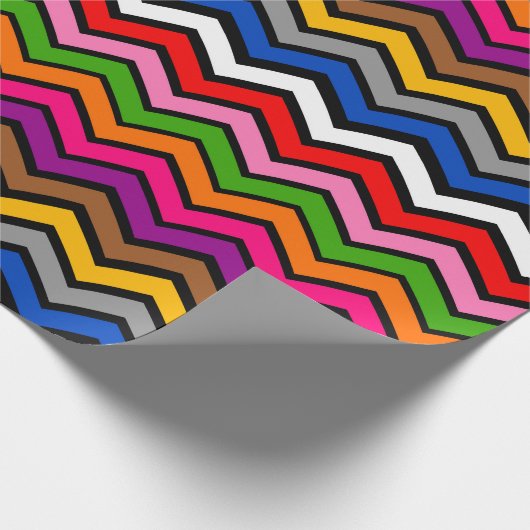 Meerkleurig Zigzag Chevron Zwart Design Cadeaupapier (Hoek)
