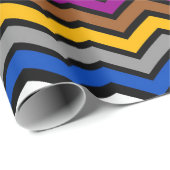 Meerkleurig Zigzag Chevron Zwart Design Cadeaupapier (Rol Hoek)