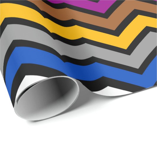 Meerkleurig Zigzag Chevron Zwart Design Cadeaupapier (Rol Hoek)