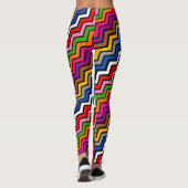 Meerkleurig Zigzag Chevron Zwart Design Leggings (Achterkant)