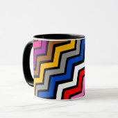Meerkleurig Zigzag Chevron Zwart Design Mok (Voorkant links)