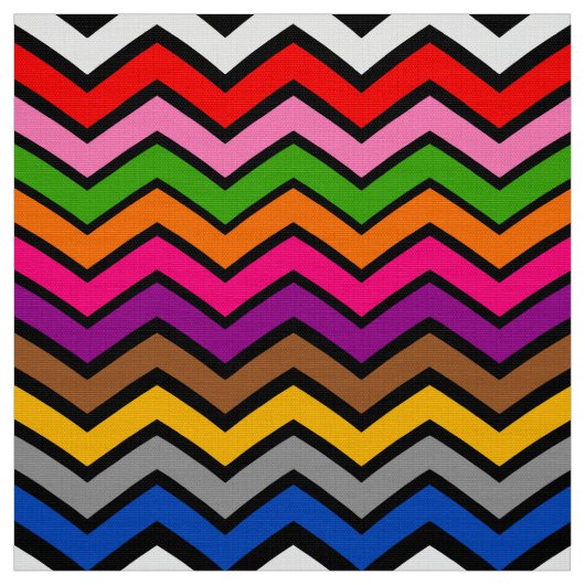 Meerkleurig Zigzag Chevron Zwart Design Stof (Swatch)