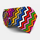 Meerkleurig Zigzag Chevron Zwart Design Stropdas (Opgerold)