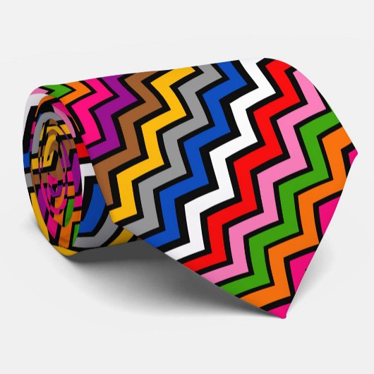 Meerkleurig Zigzag Chevron Zwart Design Stropdas