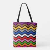 Meerkleurig Zigzag Chevron Zwart Design Tote Bag (Achterkant)
