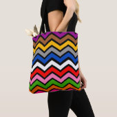 Meerkleurig Zigzag Chevron Zwart Design Tote Bag (Dichtbij)