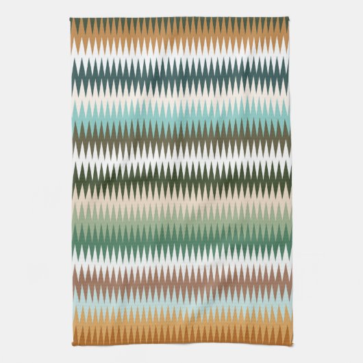 Meerkleurig Zigzag patroon in meerdere kleuren Theedoek (Verticaal)