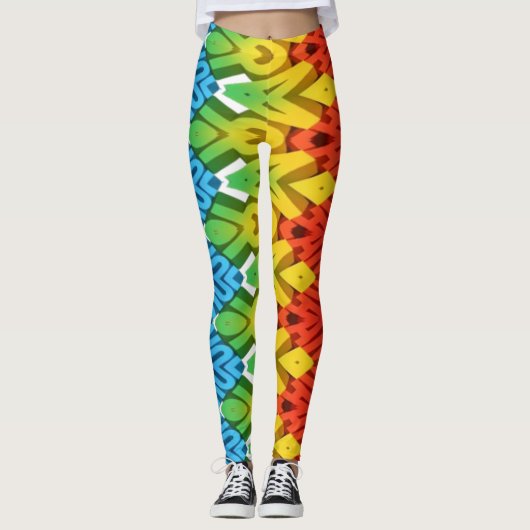 Meerkleurig zigzagpatroon "Ratti_Creative_Arts" L Leggings (Voorkant)