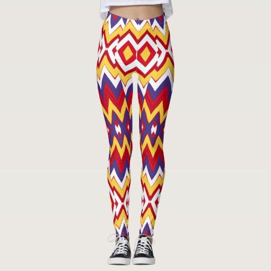 Meerkleurig zigzagpatroon "Ratti_Creative_Arts" Leggings (Voorkant)