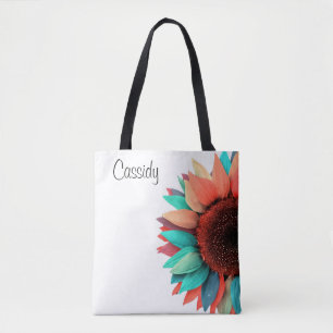 Meerkleurig Zonnebloem Gepersonaliseerd Tote Bag