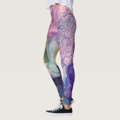 Meerkleurige Abstracte alcoholinkt vloeibaar art Leggings (Links)
