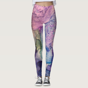 Meerkleurige Abstracte alcoholinkt vloeibaar art Leggings