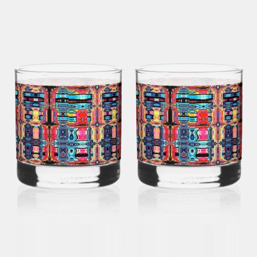 Meerkleurige Abstracte drinkgerei Whisky Glas (Links)