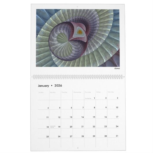Meerkleurige Abstracte fractals 2026 Kalender (Jan 2026)