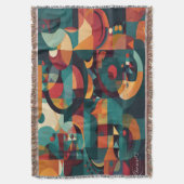 Meerkleurige Abstracte kunstkatoen met schroefdraa Deken (Voorkant Verticaal)