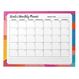 Meerkleurige Abstracte maandelijkse kalenderlaptop Notitieblok