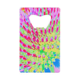 Meerkleurige Abstracte regenboogkloonventilator Creditkaart Flessenopener